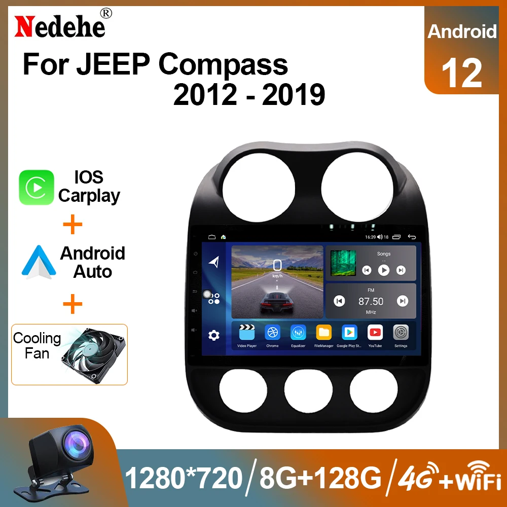 Radio android 12 auto for jeep compass patriot 2009 2016 multimedia audio player stereo thumb200