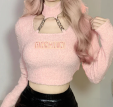 Lace Up Barbie Pink Chain Good Top American Sexy XS Smfk Cutout Choker R... - £22.78 GBP