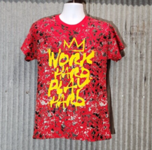 Fresh Laundry Work Hard Play Hard Red Graphic T-Shirt - Size M - £11.33 GBP