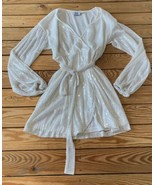 Princess Polly Women’s Sequin Long sleeve Tie Waist dress size 2 White AA - £17.13 GBP