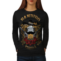 Wellcoda Bandido Tequila Rose Womens Long Sleeve T-shirt, Mexico Casual Design - £19.27 GBP