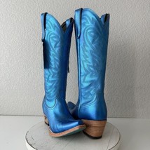 Lane SMOKESHOW Womens Cowboy Boots Size 8 Blue Leather Western Cowgirl 15&quot; Tall - £199.09 GBP