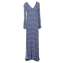 Lulus Womens Side Slit Dress Blue White Daydream Mandala Size XS V-Neckline - $20.21