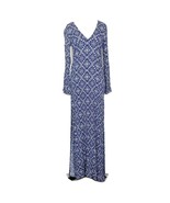 Lulus Womens Side Slit Dress Blue White Daydream Mandala Size XS V-Neckline - $372.90 MXN