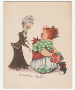 Vintage Christmas Card Ars Sacra Charlotte Byj Holdin' Out Woman Cat 1947 - $19.79