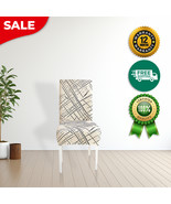 Anyhouz Chair Cover Beige With Black Sketch Elastic Slipcover Dining Decor - $512.46 MXN