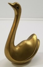 Vintage Leonard Silver MFG Co. Solid Brass Swan Figurine Korea Gold Tone - £4.72 GBP