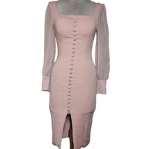 Pink Bodycon Long Sleeve Midi Dress Size Small - £27.26 GBP