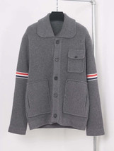 3  pocket Cardigan Wool Lapel Sweater - £193.81 GBP