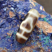 Antiguo Tibetano 2 Líneas Ojos Ágata Piedra Dzi Bead Amulet HQ-4 - $662.89 MXN
