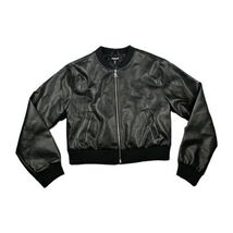 True Religion Vegan Leather Embossed Cropped Bomber Jacket Womens Size M... - $128.69