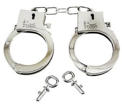 36 PAIR BULK LOT ELECTROPLATED SHINY SILVER PLASTIC HANDCUFFS toy w Keys... - £32.17 GBP
