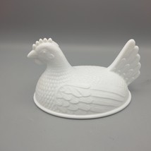 Vintage Indiana White Milk Glass Chicken Hen on Nest Covered Bowl Candy ... - €8,55 EUR