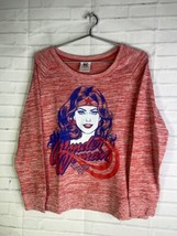 DC Comics Wonder Woman Graphic Print Long Sleeve Top Red Womens Juniors Size L - £13.59 GBP