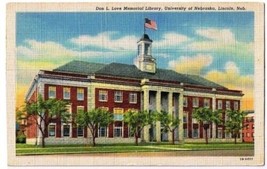 Lincoln Nebraska Postcard Don Love Memorial Library University Curt Teich 1943 - $2.96
