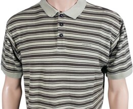 Patagonia Organic Cotton Polo Shirt Mens Medium Brown Beige Striped Short Sleeve - £17.59 GBP