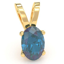 Lab-Created Alexandrite Oval Solitaire Pendant In 14k Yellow Gold - £235.12 GBP