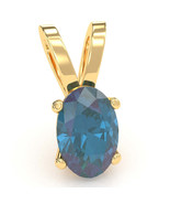 Lab-Created Alexandrite Oval Solitaire Pendant In 14k Yellow Gold - $5,457.41 MXN