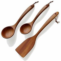 Mahogany Wood Kitchen Utensil Set: Large Spatula, Large Spoon, Medium Size Spoon - £22.29 GBP