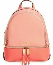 Michael Kors Rhea Zip Medium Backpack Pink Venus Leather Travel Schoolnwt! - £159.86 GBP