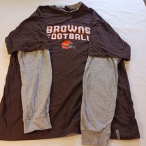 Cleveland Browns Shirt Men's L Reebok NFL Football Long Sleeve Brown & Silver image 10