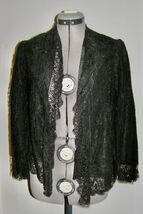 ANTIQUE BLACK LACE VICTORIAN FITTED JACKET, LINED IN SILK TAFFETA w/NARR... - €21,21 EUR