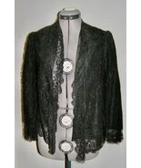 ANTIQUE BLACK LACE VICTORIAN FITTED JACKET, LINED IN SILK TAFFETA w/NARR... - $34.57 CAD