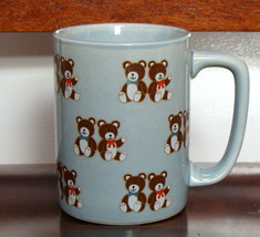 Vintage Otagiri Japan Teddy Bear Coffee Mug Tea Cup Brown Bears Blue Gray - £6.25 GBP