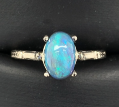 14k White Gold 2.10 Carat Australian Genuine Natural Black Opal 6.75 (#J... - $1,880.01