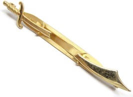 Anson Tie Bar Fancy Sword Gold Tone Necktie Suit Vintage - £19.45 GBP