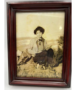 Picture Antique Photo Young Woman Sitting on the Grass 1924 5 x 7 Inches - £18.62 GBP