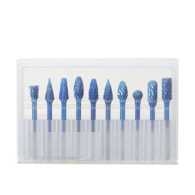 Tungsten Carbide Rotary Burrs 6 MM Diameter Bits Grinder Metal Wood Carving Blue Item image 6
