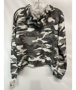 US  Vintage Hoodie Sweatshirt Cropped Gray Camo Athletic Top All Seasons... - $42.11 CAD