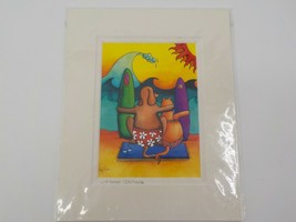 Holly Kitaura Fine Art Print Dog &amp; Cat Beach 8X10 Matted 8X5.5 Signed Picture - £15.65 GBP