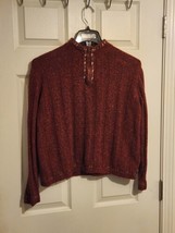 Woolrich Ruby Heather Wool Blend 1/4 Zip Cable Knit Sweater Women&#39;s Size Large - £19.89 GBP