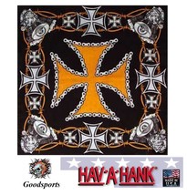 Hav-A-Hank Biker Iron Cross Engine Harley D Hd Color Bandana Head Face Wrap Mask - £7.07 GBP