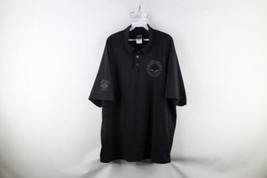 Vtg Y2K Harley Davidson Mens 2XL Spell Out Skull Short Sleeve Polo Shirt Black - £40.56 GBP