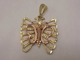 Art Deco Very Cute 10kt  2-Tone  Gold &quot;Butterfly &quot;  Pendant , 1950&#39;s - £367.70 GBP