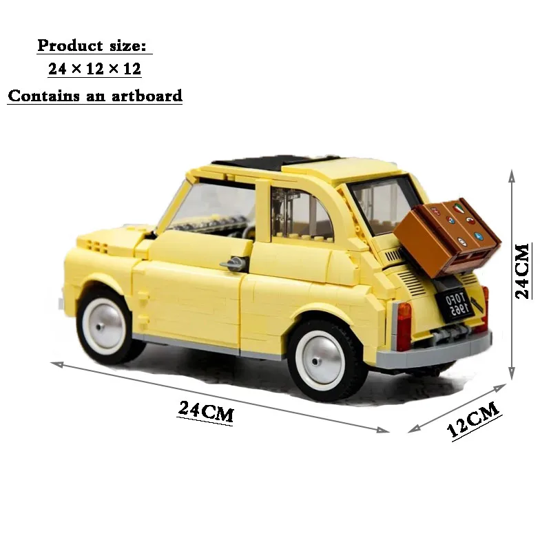 Primary image for Technical Fiat 500 Building Blocks 10271 Classic Yellow Car Model 960PCS 