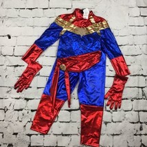 Rubie’s Captain Marvel Girls Sz M Halloween Costume Cosplay Gloves Top Leggings - £23.52 GBP