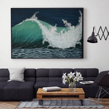 Original Seascape Painting, Acrylic on Canvas, 20X16&quot; Art, Ocean Wave Wall Decor - £241.28 GBP