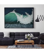 Original Seascape Painting, Acrylic on Canvas, 20X16" Art, Ocean Wave Wall Decor - £239.50 GBP