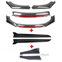 Universal Carbon Fiber 4Pcs Car Front Bumper Lip Spoiler + Side Skirt + Rear Lip - £75.05 GBP