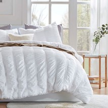 SLEEP ZONE Luxury Seersucker Queen Comforter Set 3-Piece, Soft &amp; Lightweight Dow - £39.95 GBP