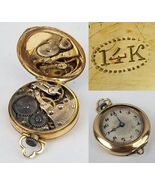 antique 14k Gold pocket pendant watch Bencit Swiss SOLID GOLD 15j womens - $9,171.87 MXN