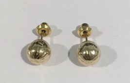 14k Yellow Gold  Baby Girl Ball Studs 7mm With Push Backs - $44.00