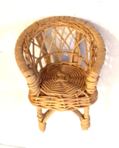 Nice Sturdy Wicker Doll House Chair 5&quot; tall by 4.5&quot; wide VTG Rattan Barbiecore - £9.58 GBP