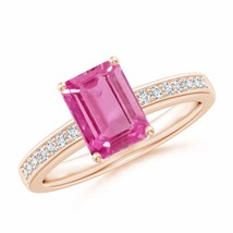 ANGARA Octagonal Pink Sapphire Cocktail Ring with Diamonds for Women in 14K Gold - £2,282.31 GBP