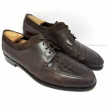 Bragano Men’s Genuine Crocodile Apron Toe Derby Sz 13 Brown Leather Made... - $173.20