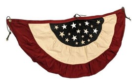 Patriotic PLOW &amp; HEARTH Canvas Bunting American Embroidered Red White Blue STARS - £37.17 GBP
